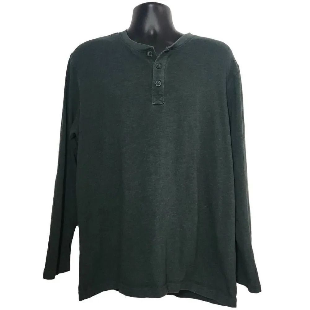Old Navy Men's Size XL Hunter Green Long Sleeve Henley Shirt